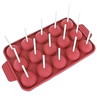 Silicone Cake Pop Mold [Lollipop Sticks, 15Cup] Chocolate Candy Molds - Non Stick, BPA Free, Reusable 100% Silicon & Dishwasher Safe Silicon - Kitchen Rubber Tray For Fat Bombs and Soap Molds