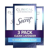 Secret Clinical Strength Invisible Solid Antiperspirant and Deodorant for Women, Clean Lavender, 1.6 oz (3 Pack)