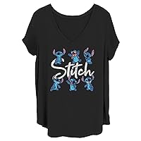 Disney Women's Lilo Stitch Poses Junior's Plus Short Sleeve Tee Shirt