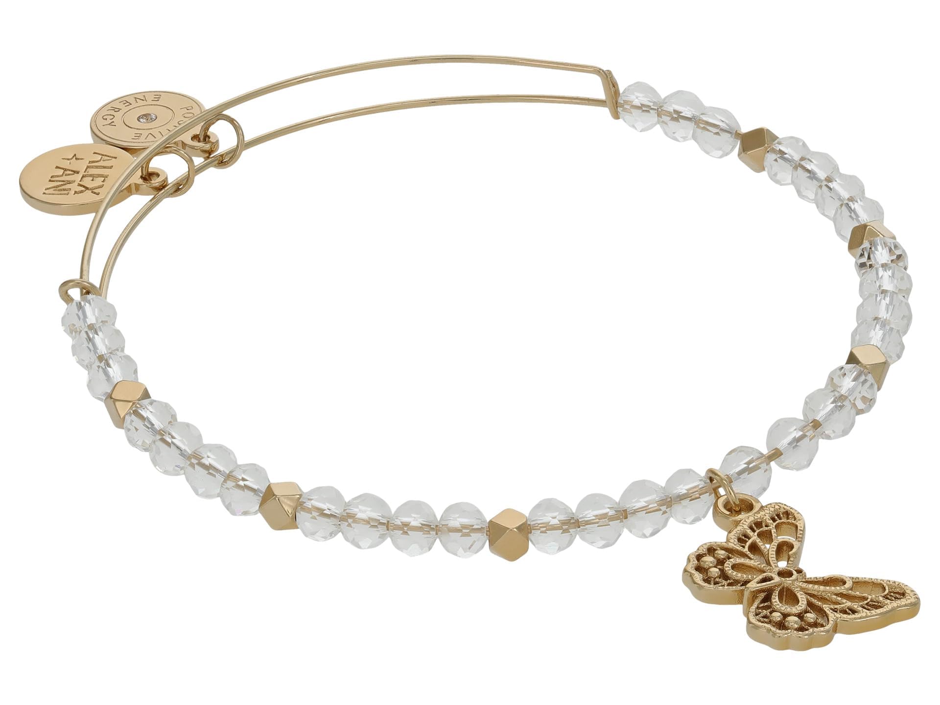 Alex and Ani Filigree Butterfly and Crystal Beaded Bracelet