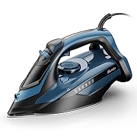 Steam Iron for Clothes with Rapid Heating Ceramic Coated Soleplate, 1700W with Precise Thermostat Dial, Self-Cleaning, Auto-Off, 15.21oz Water Tank for Home Clothes Ironing Use