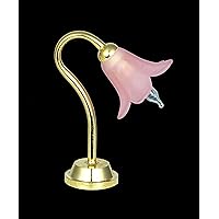 Melody Jane Dollhouse Table Lamp Cranberry Tulip Shade 12V Miniature Electric Lighting