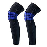 Sports Full Long Leg Knee Compression Sleeve with Patella Gel Pad & Side Stabilizers - Knee Brace for Men Women Running, Gym, Workout, Arthritis, Joint Recovery
