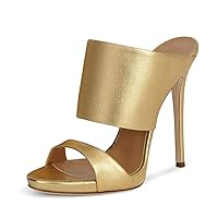 FSJ Women Versatile Open Toe High Heel Mules Backless Shoes Feminine Slingback Stiletto Slide Sandals Slip on Slipper Size 4-15 US