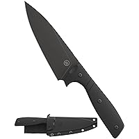 Sierra Chef Knife with Sandvik 14C28N Stainless Steel, Kydex Sheath and Belt Clip, G10 Scales, Camping, BBQ & Home Kitchen Use (Blackout)
