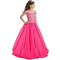 Princess Off The Shoulder Pageant Dress Beaded Girls Party Ball Gowns