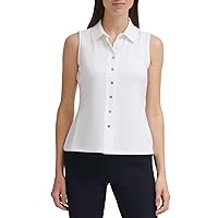 Tommy Hilfiger Women's Classic Collared Button Front Sleeveless-knit Top