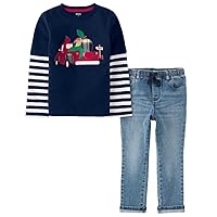 Gymboree Boys' Embroidered Graphic Long Sleeve T-Shirt and Pant, Matching Toddler Outfit