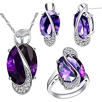 Uloveido White Gold Plated Jewelry Set Rainbow Mystic Topaz Ring Earrings Pendant Necklace T472