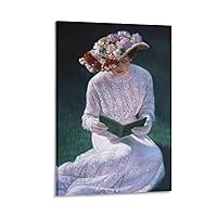 THAELY Art Poster Victorian Lady Wearing Rose Hat Wall Decoration (2) Canvas Painting Wall Art Poster for Bedroom Living Room Decor 08x12inch(20x30cm) Frame-style-4