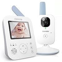 nannio Hero2 Video Baby Monitor with Camera and Audio HD Video, 2 Way Talk, Night Vision, Voice Activation, 5 Lullabies, 985ft Range, Pug and Play, 2 Years Warranty