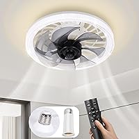 Ceiling Fans with Lights,Socket Fan Light Dimmable Flush Mount Ceiling Fans with Lights and Remote,Modern Socket Fan Low Profile Ceiling Fan with Light,Color Temperature Change Ceiling Fan for Bedroom