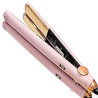 Flat Iron Hair Straightener and Curler 2 in 1 with 10s Fast Heating, 1 Inch Professional Titanium Straightening Curling Iron with 32 Adjustable Temp and Automatic Shut Off