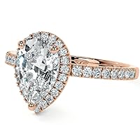 925 Silver,10K/14K/18K Solid Rose Gold Handmade Engagement Ring 1.50 CT Pear Cut Moissanite Diamond Solitaire Wedding/Perfect Ring for/Her Women Beautiful Ring