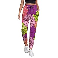 Colorful Succulent Plants Women's Sweatpants Casual Lounge Jogger Pant Soft Workout Pants with Pockets