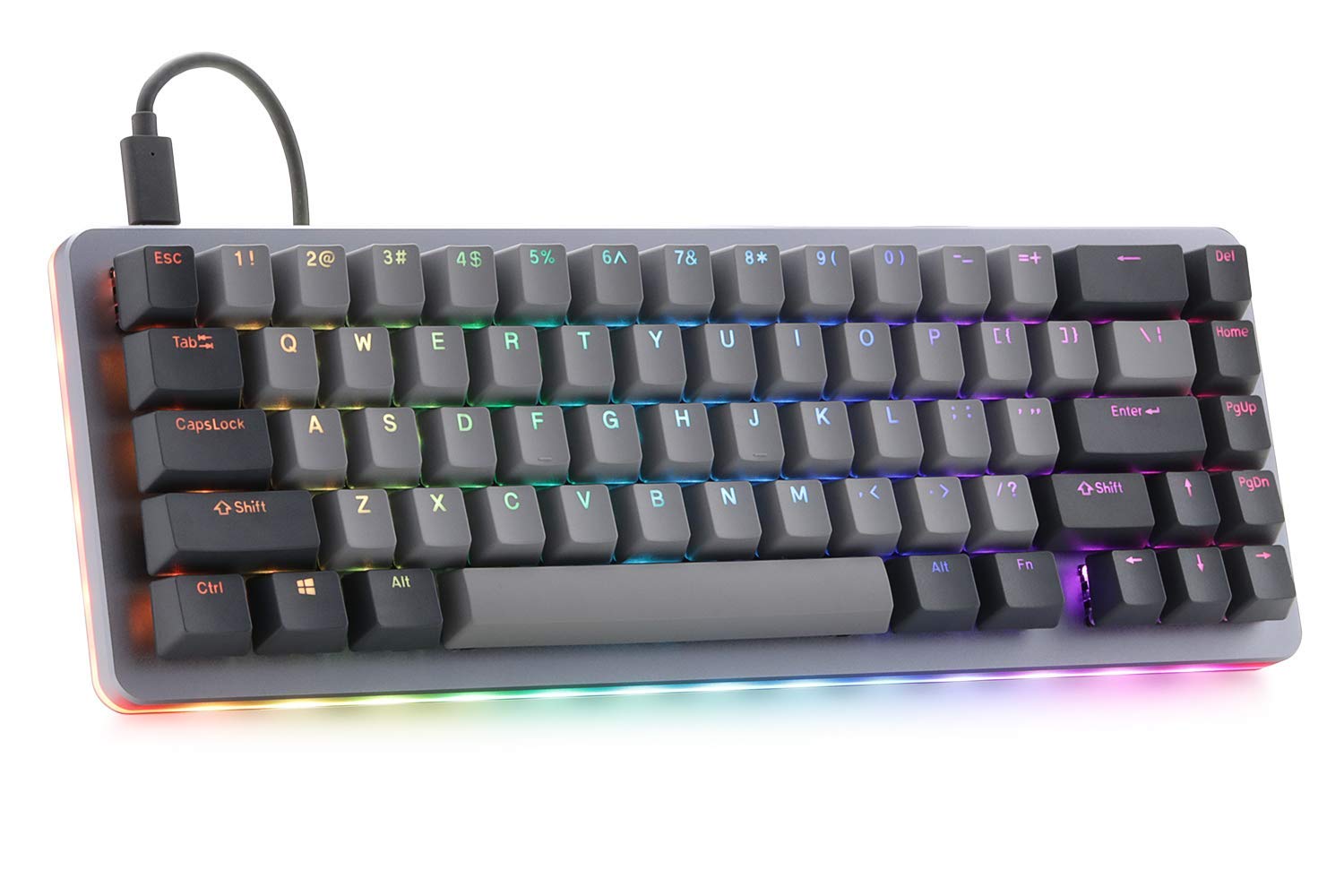 DROP ALT Mechanical Keyboard — 65% (67 Key) Gaming Keyboard, Hot-Swap Switches, Programmable Macros, RGB LED Backlighting, USB-C, Doubleshot PBT, Aluminum Frame (Cherry MX Brown RGB, Gray)
