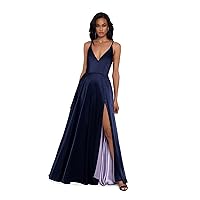 Betsy & Adam Womens Tie-Back Fit & Flare Gown Dress, Blue, 4