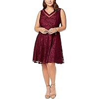 Womens Lace Illusion Fit & Flare Dress