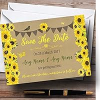 Rustic Sunflowers Vintage Personalized Wedding Save The Date Cards