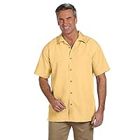 Harritton Men's Barbados Textured Camp Wrinkle Resistant Short Sleeve Dress Shirt, Pineapple, X
