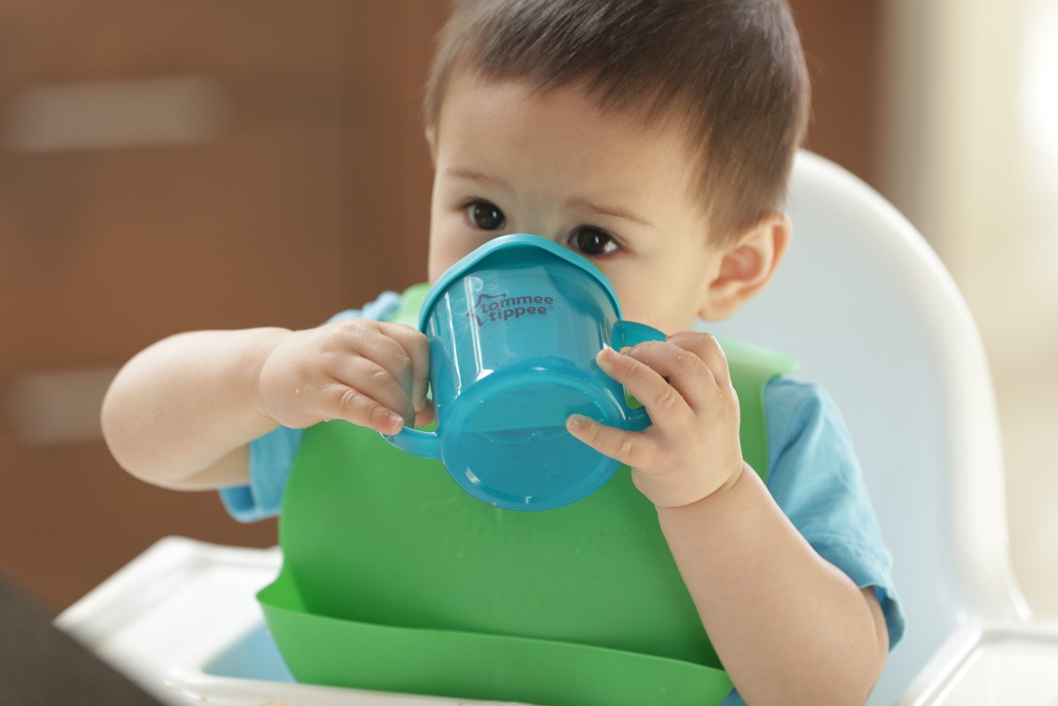 Tommee Tippee Easi-Roll Baby Bib, Crumb & Drip Catcher, Blue & Green - 7+ Months, 2 Count