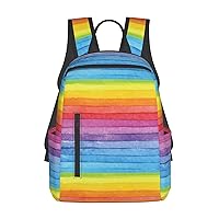 BREAUX Colorful Rainbow Stripe Print Large-Capacity Backpack, Simple And Lightweight Casual Backpack, Travel Backpacks