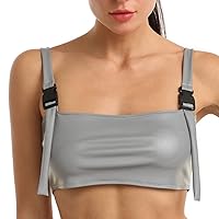 LZLRUN Reflective Crop Top for Women's Shiny Sleeveless Cut Out Party Clubwear Holographic Tank Tops