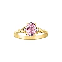 Rylos Timeless 14K Yellow Gold Birthstone Ring - 7X5MM Oval Gemstone & Sparkling Diamonds - Women's Jewelry, Sizes 5-10