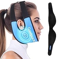 Wisdom Teeth Ice Pack Head Wrap with Ear Hole Design, Reusable Hot & Cold Therapy Gel Ice Packs for Face Swelling, TMJ, Chin, Oral Pain, Facial Surgery, Jaw Pain, Black