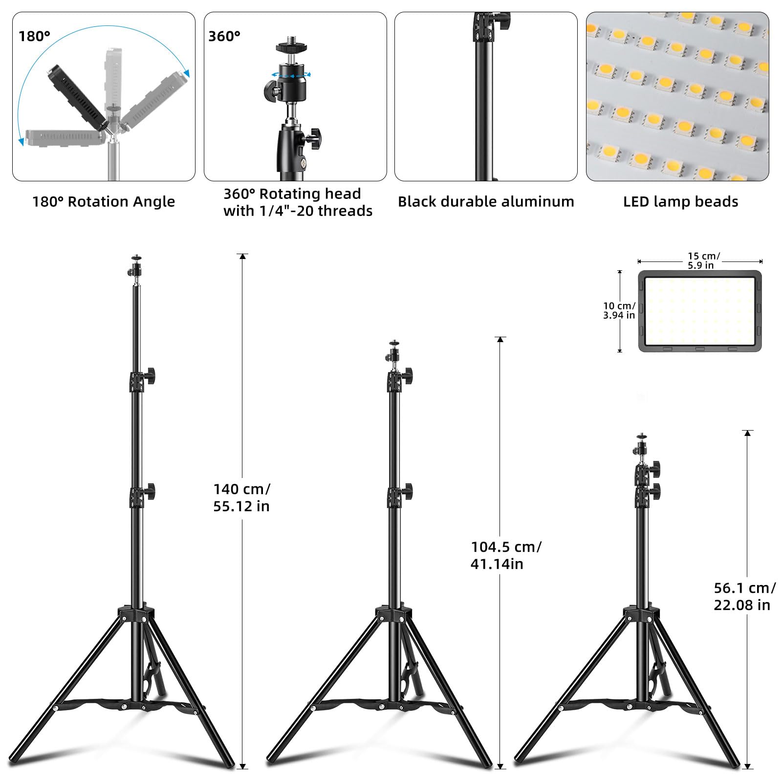 LED Video Light Kit 2Pcs, Hagibis Studio Lights 9 Color Filters for Photography Lighting with Adjustable Tripod Stand 55