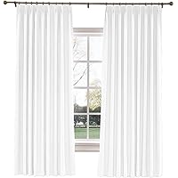 TWOPAGES 72 W x 84 L inch Pinch Pleat Darkening Drape Faux Linen Curtain with Blackout Lining Drapery Panel for Living Room Bedroom Meetingroom Club Theater Patio Door (1 Panel),Snow White