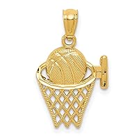 14 kt Yellow Gold Basketball in the Net Charm 21 x 13 mm