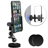 Metal Magnetic Phone Mount with Video Recording Stand, Gym Phone Holder,Attracts to Any Ferrous Metal Surface, Designed for Gym, Motorcycles Tank, Golf Cart, Forklifts, Tractors, Truck, Boat, ATV