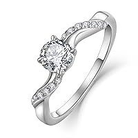 FJ Promise Ring for Women 18K White Gold Plated 925 Sterling Silver Engagement Ring Anniversary Wedding Proposal Ring Eternity Ring for Her