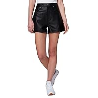 [BLANKNYC] Womens Luxury Clothing Black Real Leather Five Pocket Shorts, Comfortable & Stylish