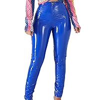 Faux Leggings Leather Pants Shiny Pants for Women High Waist Stretchy Skinny Sexy Patent PU Leather Trousers
