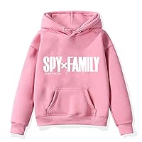 Novelty Spy x Family Fleece Hoodie Boys Girls Loose Pullover Daily Tops with Hood-Soft Long Sleeve Sweatshirt for Kids
