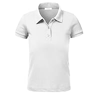 Girl's Basic Simple Premium Fabric Short Sleeves School Uniform Polo Shirts