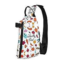 Healthy Food Print Unisex Tactical Shoulder Crossbody Backpack Cross Bag Adjustable Sling Bag