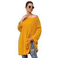 Drop Shoulder Solid Pocket Sweater Dress