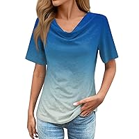 Women Tops and Blouses,Plus Size Short Sleeve Gradient Printed Loose Shirt Fashion Casual Tees Trendy 2024 T Shirt