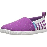 Native Shoes Girl's Venice Print Slip-On, Black/Purple/Shell White/Shell Stripes, 4 M US Toddler
