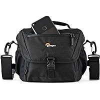 Lowepro LP37119, Nova 160 AW II Camera Bag, Customizable, Portable, Fits DSLR with 17-85 mm Attached Lens, Compact Drone, 1-2 Additional Lenses, Flash, Black