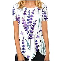 Ceboyel Womens 2023 Floral Print Summer Tops Dressy Trendy Shirts Short Sleeve Casual Blouses Trendy Ladies Clothes