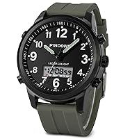 PINDOWS Watches for Men, Waterproof Analog Digital Sport Watches Multifunctional Outdoor Watch LED Backlight, Alarm Stopwatch Calendar.
