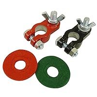 BAF-MT2 Coated Marine Terminal Ends and Felt Post Washers for 3/8-Inch and 5/16-Inch Battery Posts, Zinc-Plated, Red, Black, Green, 2 Sets