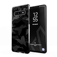BURGA Phone Case Compatible with Samsung Galaxy S10 - Hybrid 2-Layer Hard Shell + Silicone Protective Case -Night Urban Black and White Camo Camouflage - Scratch-Resistant Shockproof Cover