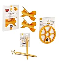 Fun Farfalloni-Shaped Potholders Silicone Oven Mitts + Fun Rotelle-Shaped Silicone Trivet, Hot Pads for Kitchen + Fun Spaghetti-Shaped Plastic Spaghetti Spoon/Pasta Fork | Bundle by Monkey Business