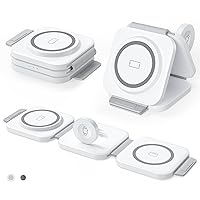 3 in 1 Wireless Charging Station for Apple MagSafe Charger, Foldable Magnetic Travel Charger for Multiple Devices iPhone 15 14 13 12 Series Apple Watch AirPods Pro