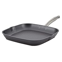 Anolon Accolade Forged Hard Anodized Nonstick Square Grill Pan/Griddle with Spouts, 11 Inch - Moonstone Gray